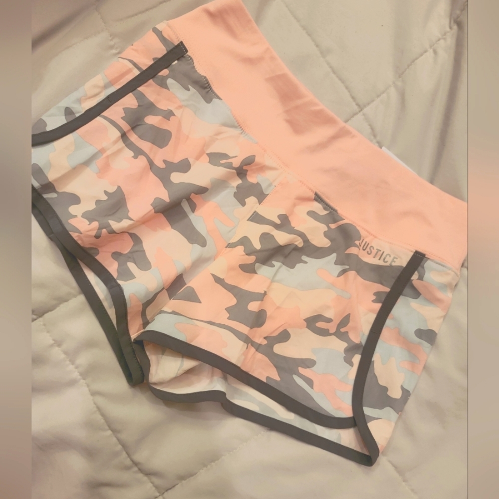 Justice pink camo shorts 12
